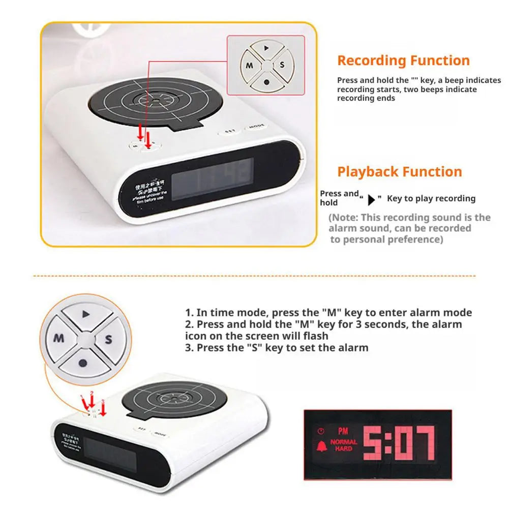 Digital Gun Alarm Clock with Target, Shooting Interactive Wake-Up Clock, Novelty Bedroom Gadget,Fun Game Alarm for Sleepy People