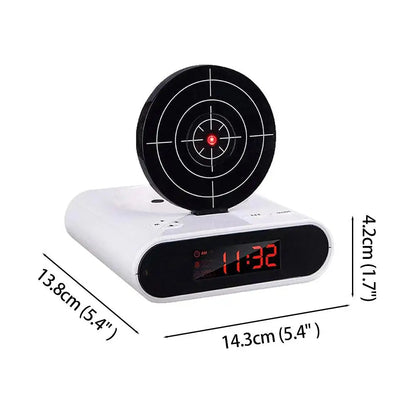 Digital Gun Alarm Clock with Target, Shooting Interactive Wake-Up Clock, Novelty Bedroom Gadget,Fun Game Alarm for Sleepy People