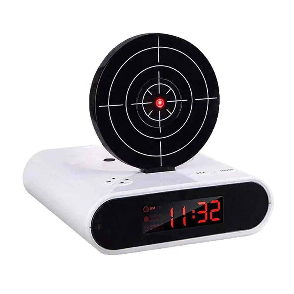 Digital Gun Alarm Clock with Target, Shooting Interactive Wake-Up Clock, Novelty Bedroom Gadget,Fun Game Alarm for Sleepy People