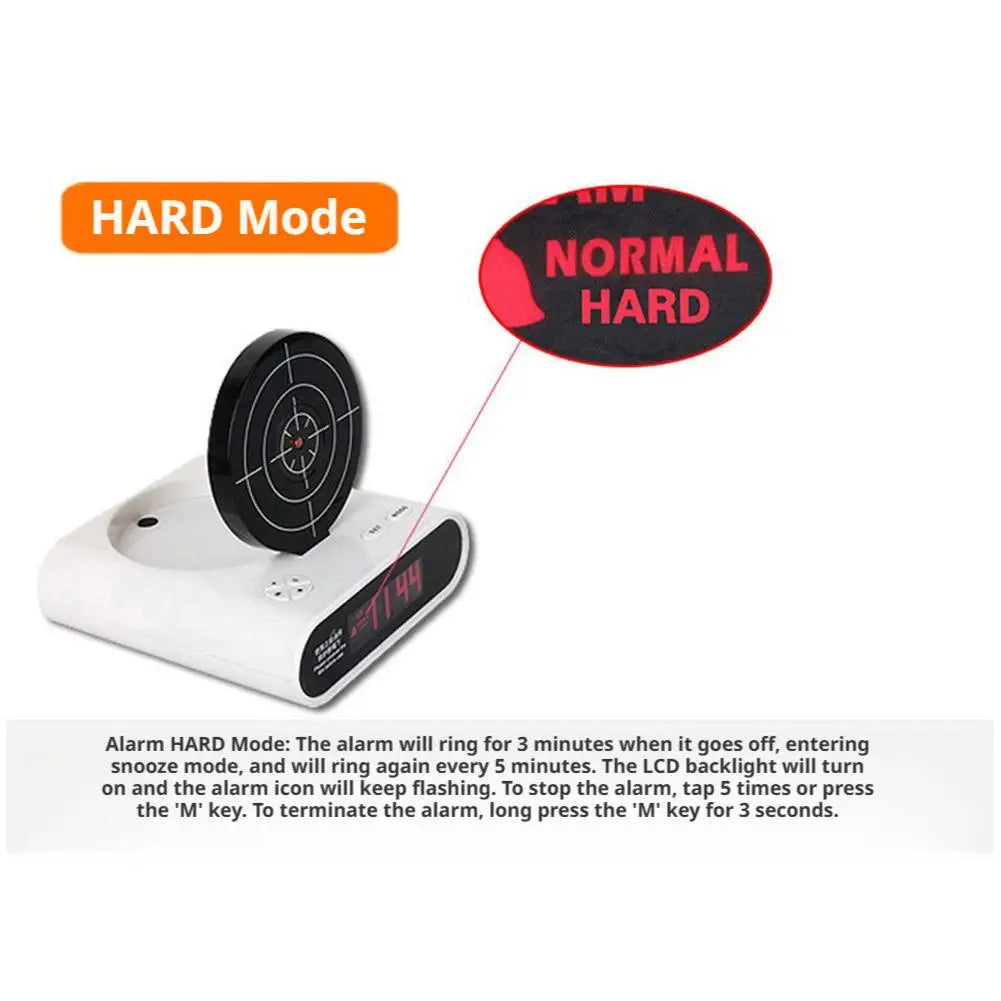 Digital Gun Alarm Clock with Target, Shooting Interactive Wake-Up Clock, Novelty Bedroom Gadget,Fun Game Alarm for Sleepy People