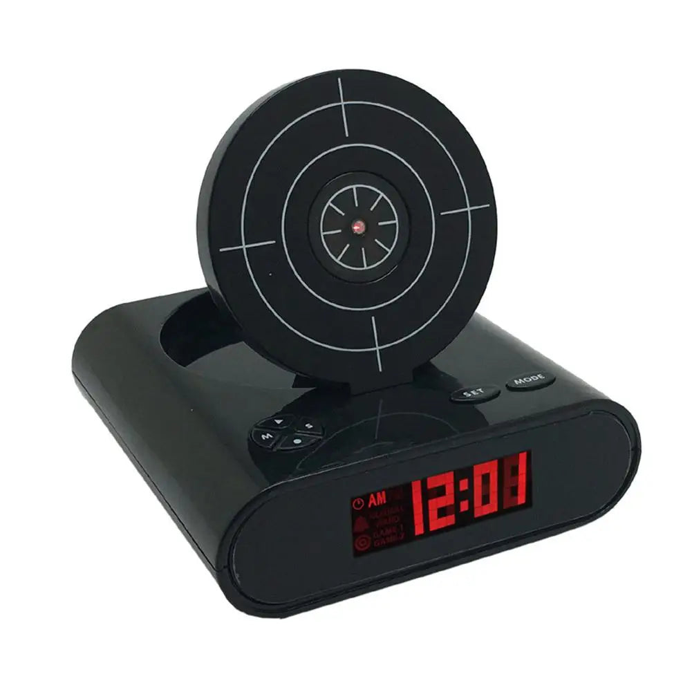 Digital Gun Alarm Clock with Target, Shooting Interactive Wake-Up Clock, Novelty Bedroom Gadget,Fun Game Alarm for Sleepy People