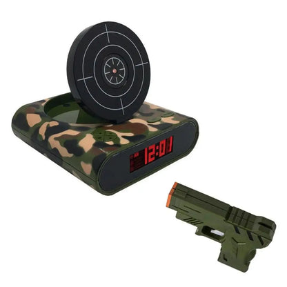 Digital Gun Alarm Clock with Target, Shooting Interactive Wake-Up Clock, Novelty Bedroom Gadget,Fun Game Alarm for Sleepy People